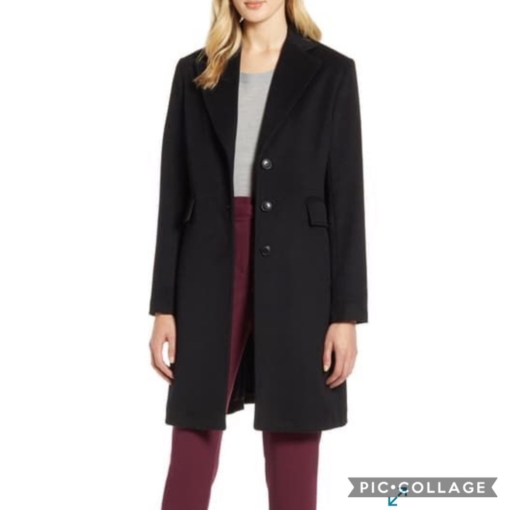 Halogen Wool Blend Black Single Breasted Notch Collar Coat Size 8